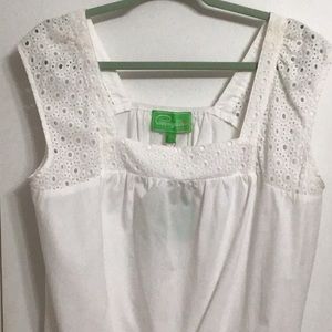 NWT white eyelet sleeveless blouse - Pappagallo Brand Size Large